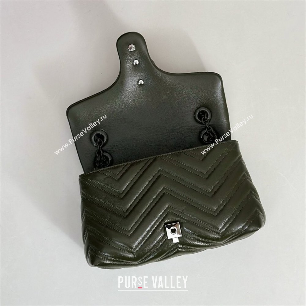 Gucci GG Marmont Leather small shoulder bag Forest Green 2026 855371 (DLH-260128071)