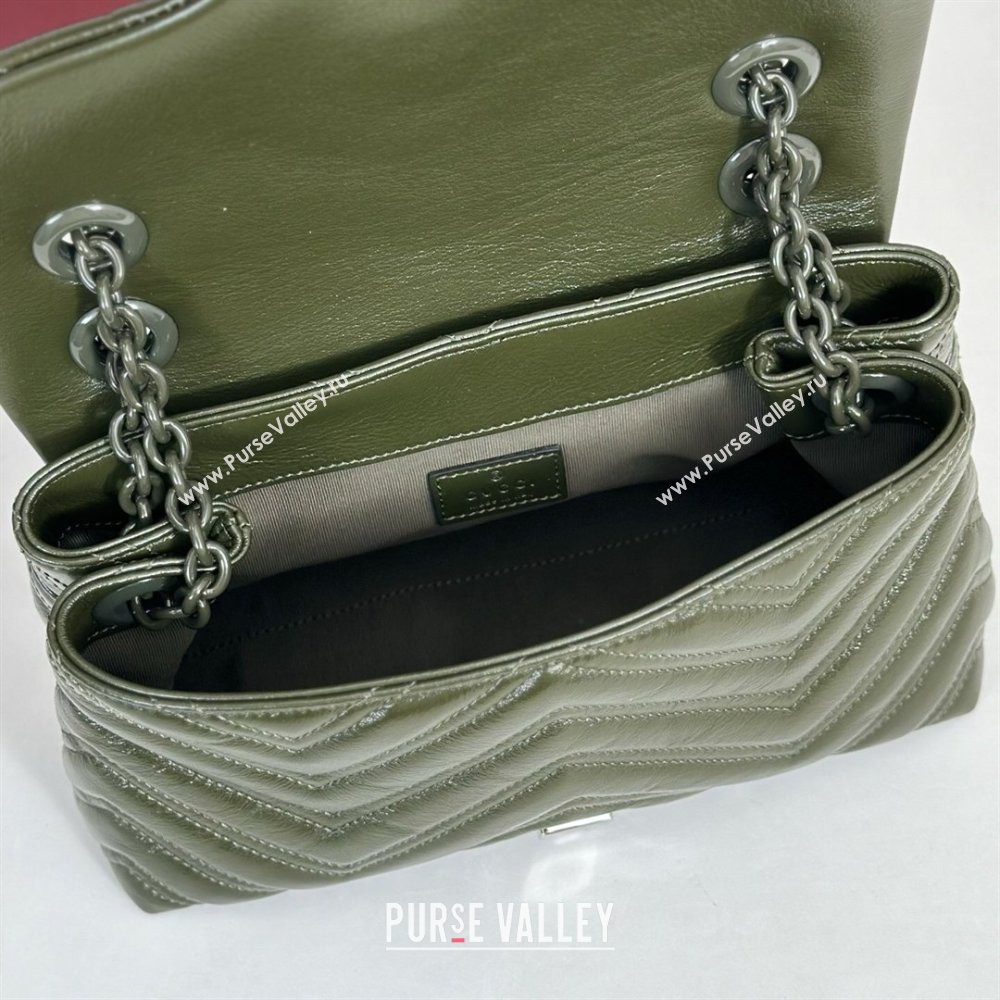 Gucci GG Marmont Leather small shoulder bag Forest Green 2026 855371 (DLH-260128071)