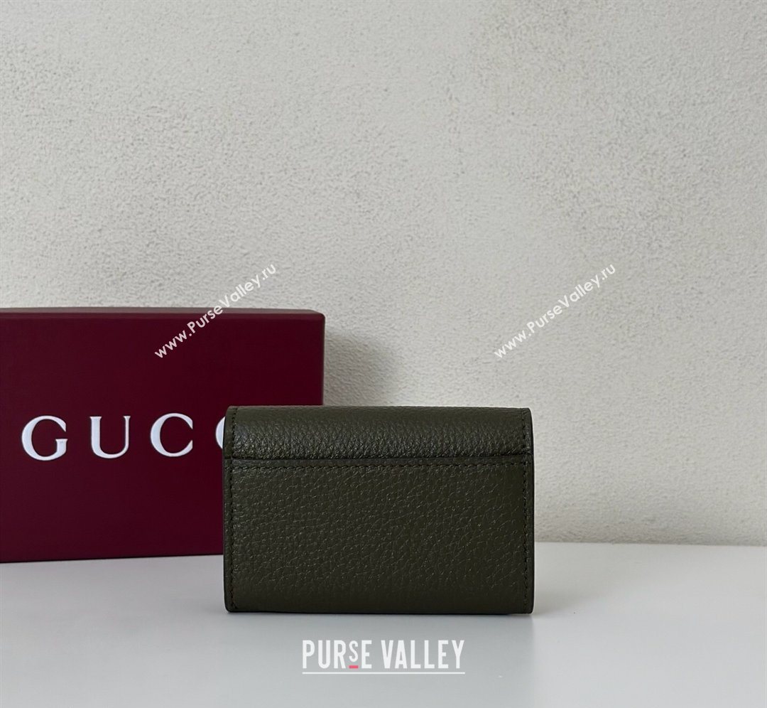 Gucci Softbit Leather card case with Half Horsebit Dark Green 2026 828148 (DLH-260128110)