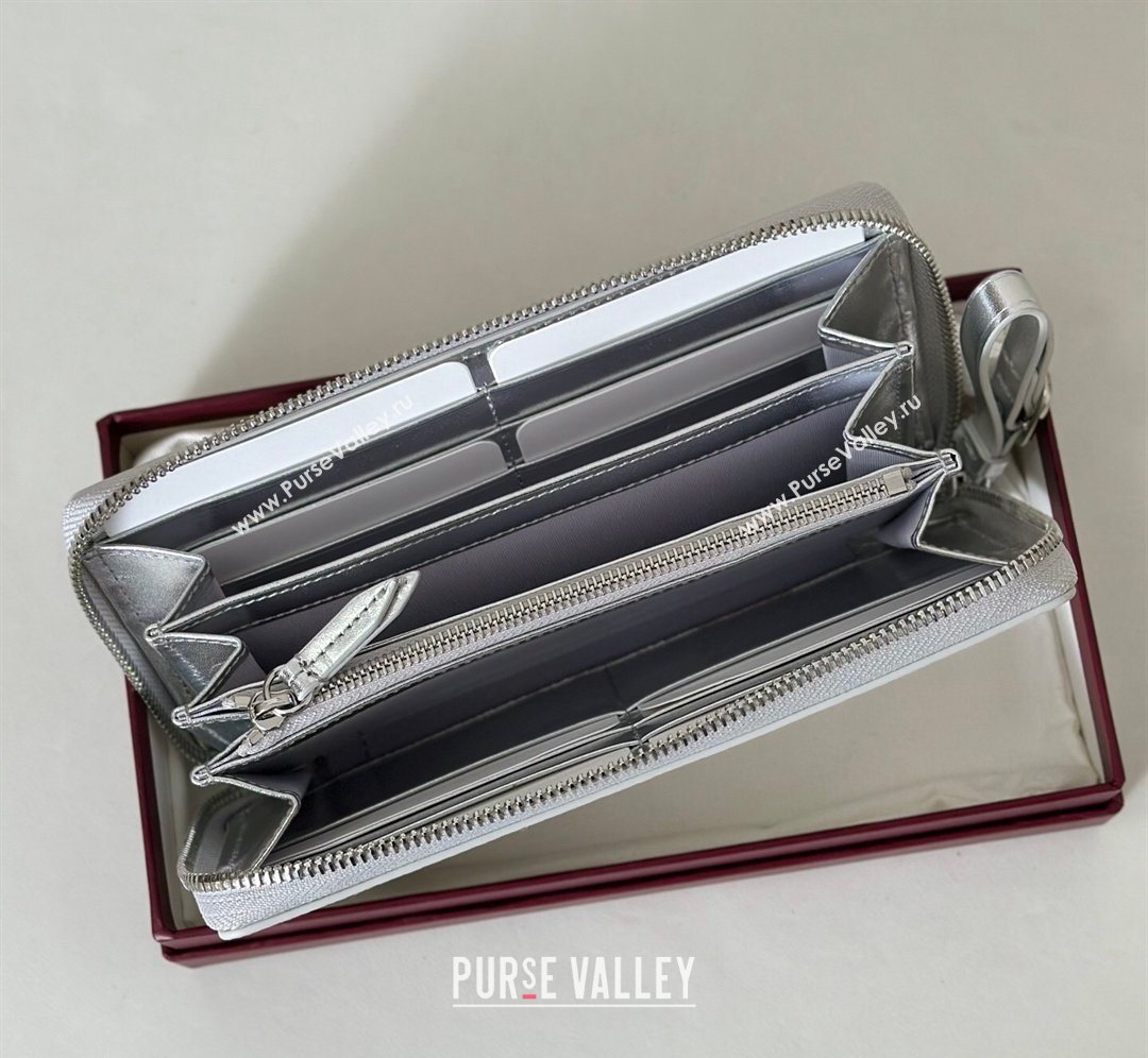 Gucci GG Canvas Emblem Zip Around Wallet Silver 2026 819122 (DLH-260128130)