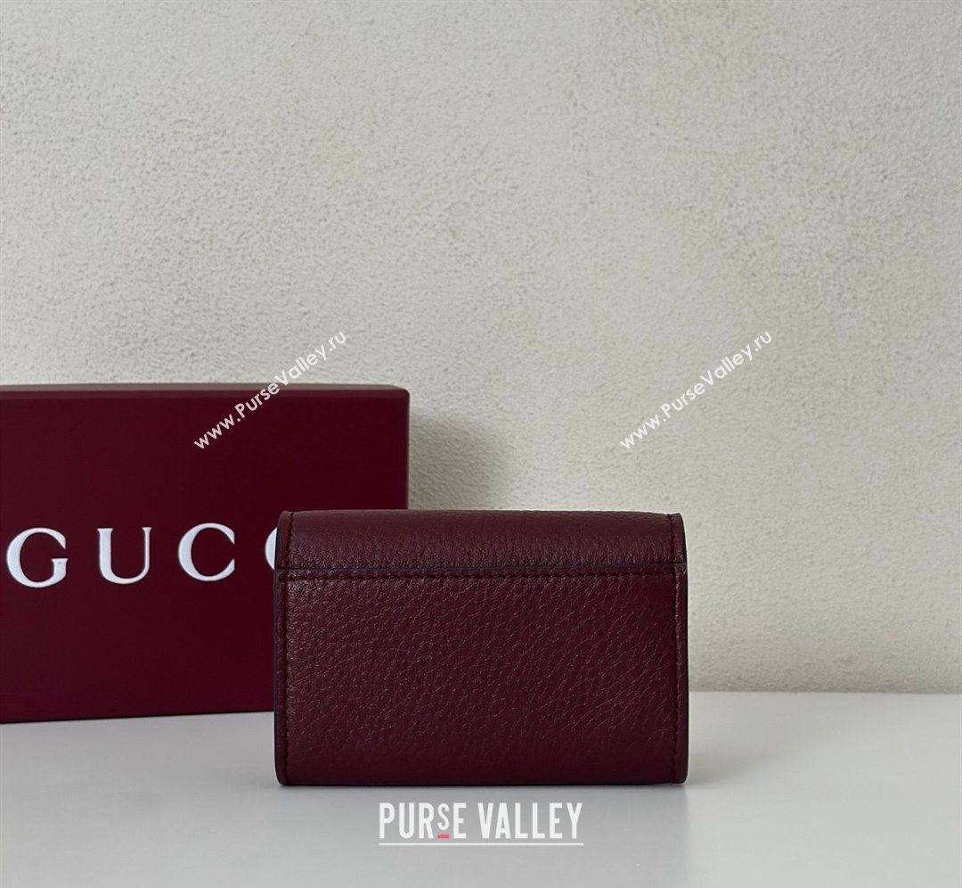 Gucci Softbit Leather card case with Half Horsebit Dark Burgundy 2026 828148 (DLH-260128111)