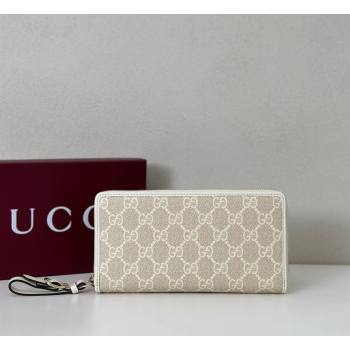 Gucci GG Canvas Emblem Zip Around Wallet White 2026 ‎819122 (DLH-260128131)