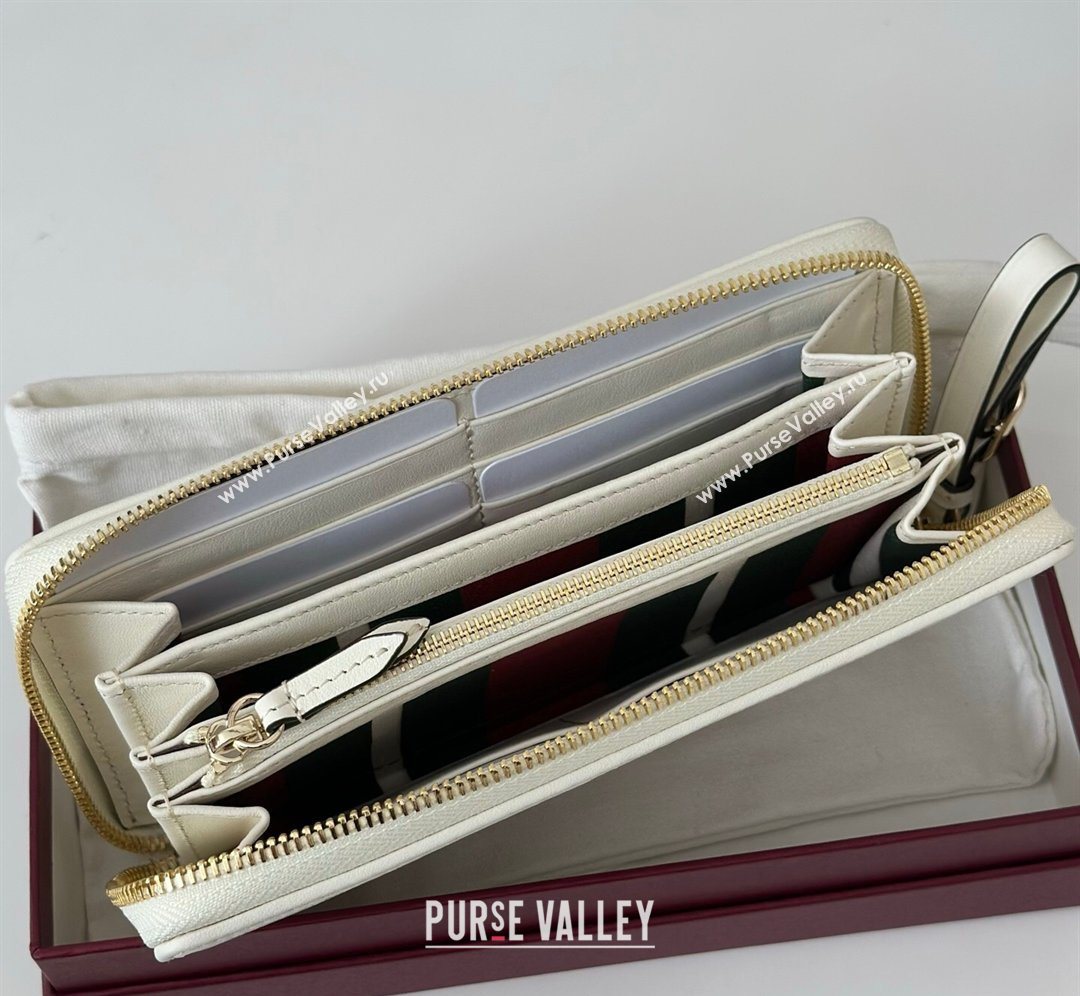 Gucci GG Canvas Emblem Zip Around Wallet White 2026 ‎819122 (DLH-260128131)