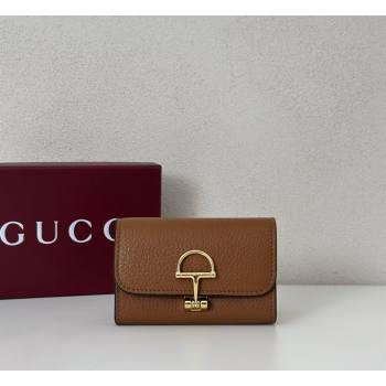 Gucci Softbit Leather card case with Half Horsebit Brown 2026 828148 (DLH-260128112)