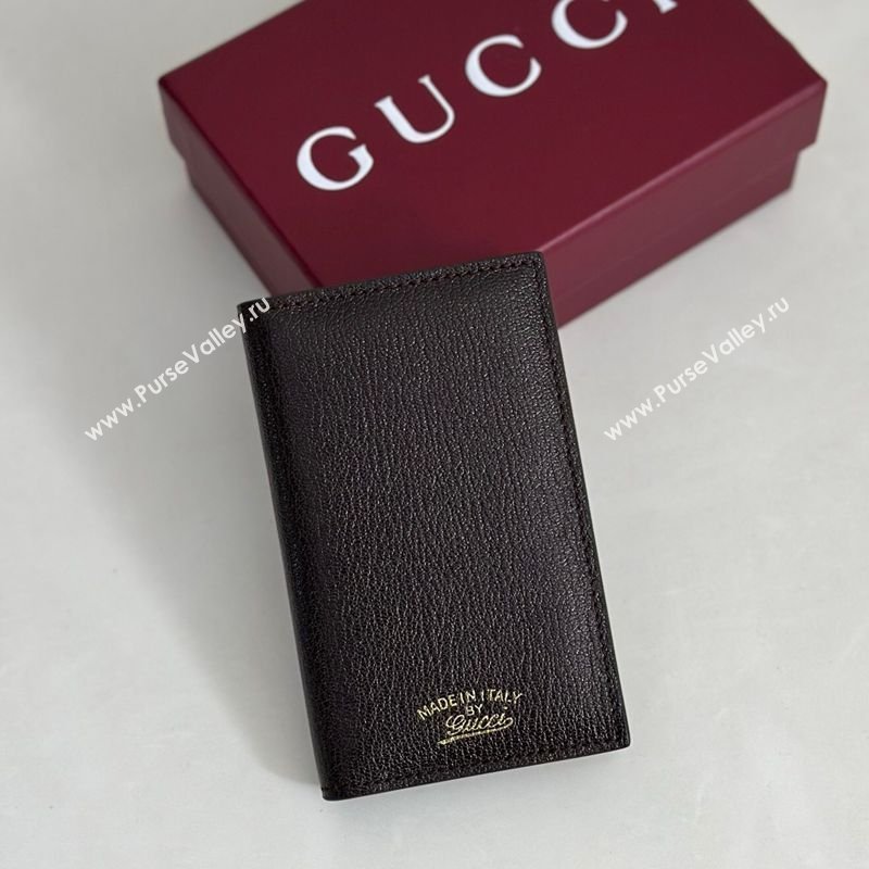 Gucci Lira card case in Grainy Leather Dark Brown 2026 867327 (DLH-260128132)