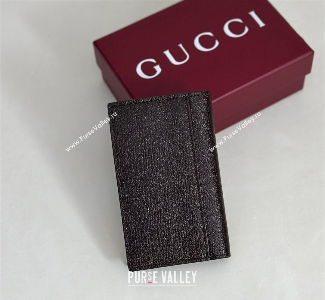 Gucci Lira card case in Grainy Leather Dark Brown 2026 867327 (DLH-260128132)