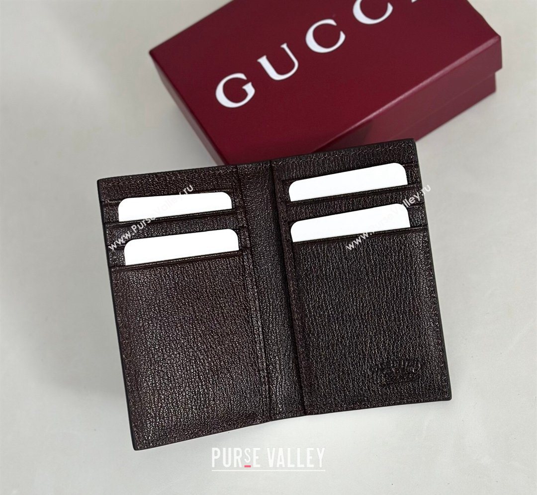 Gucci Lira card case in Grainy Leather Dark Brown 2026 867327 (DLH-260128132)
