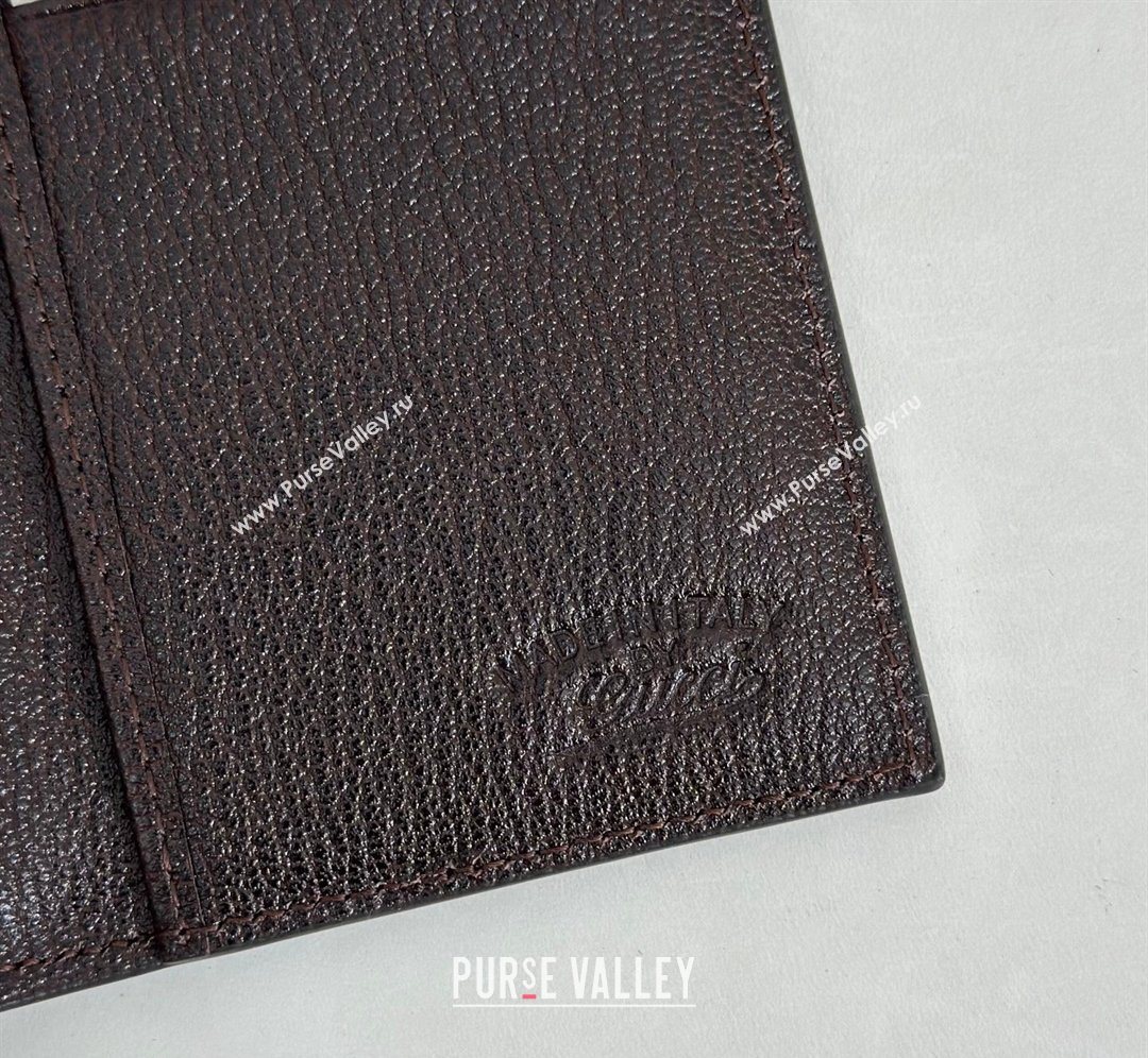 Gucci Lira card case in Grainy Leather Dark Brown 2026 867327 (DLH-260128132)