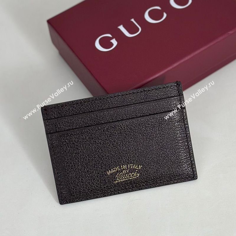 Gucci Lira card case in Grainy Leather Dark Brown 2026 867316 (DLH-260128134)