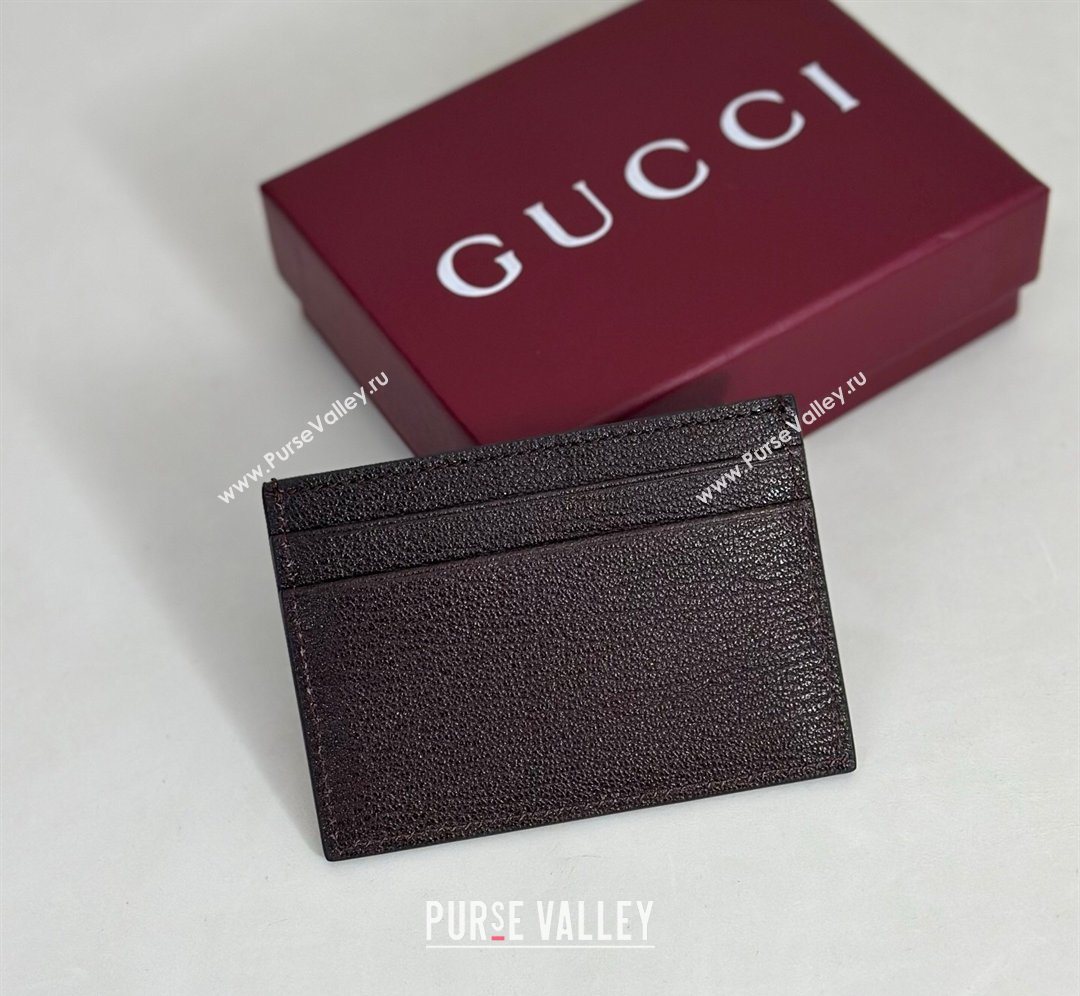 Gucci Lira card case in Grainy Leather Dark Brown 2026 867316 (DLH-260128134)
