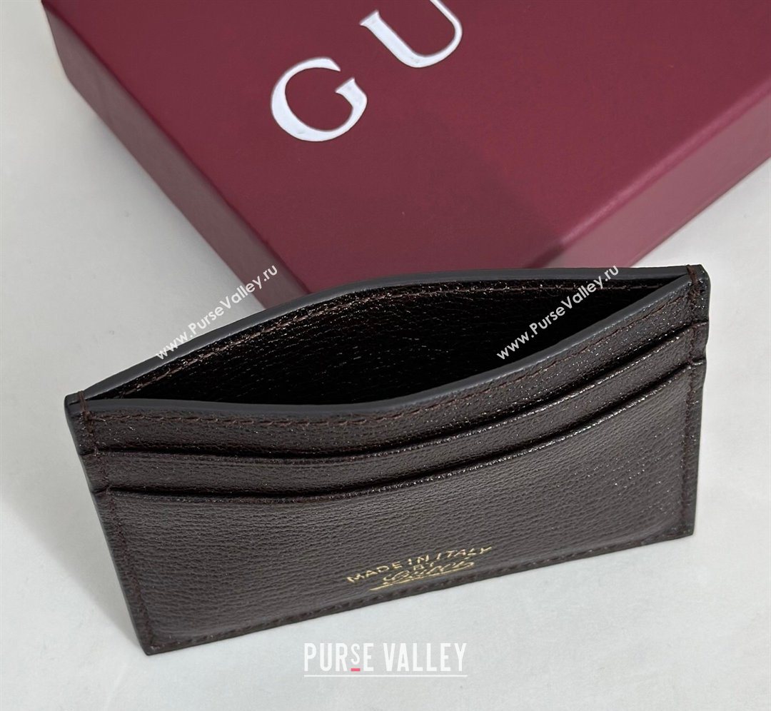 Gucci Lira card case in Grainy Leather Dark Brown 2026 867316 (DLH-260128134)