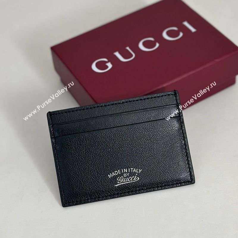 Gucci Lira card case in Grainy Leather Black 2026 867316 (DLH-260128135)