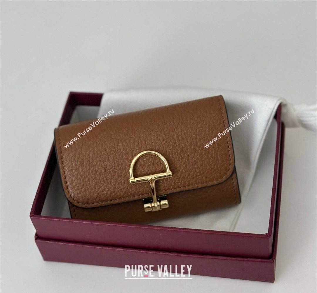 Gucci Softbit Leather card case with Half Horsebit Brown 2026 828148 (DLH-260128112)