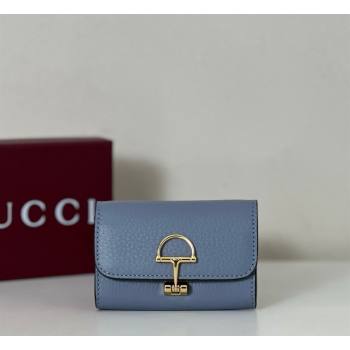 Gucci Softbit Leather card case with Half Horsebit Light Blue 2026 828148 (DLH-260128108)