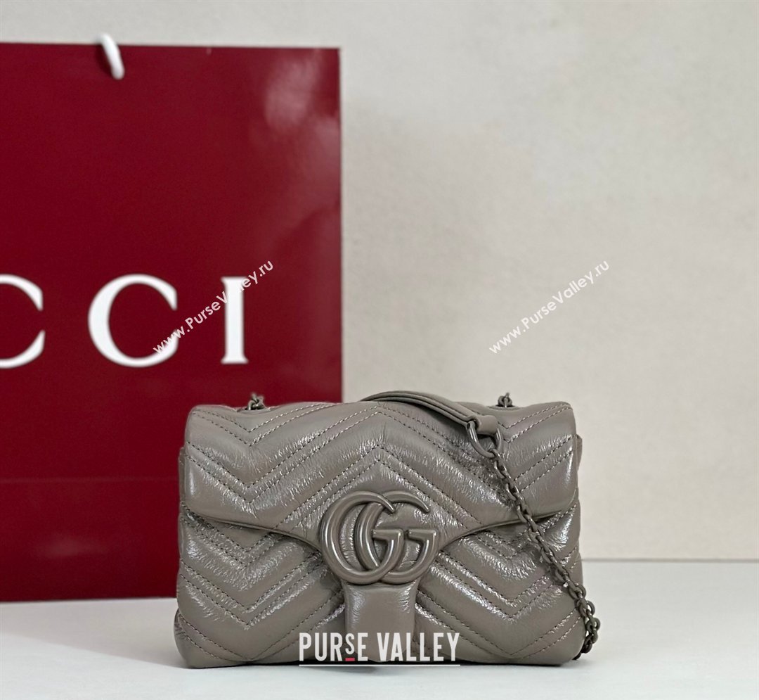 Gucci GG Marmont Leather mini shoulder bag Grey 2026 856368 (DLH-260128136)