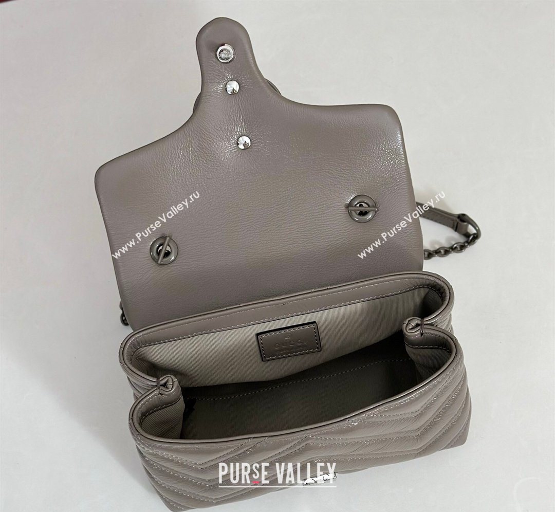 Gucci GG Marmont Leather mini shoulder bag Grey 2026 856368 (DLH-260128136)