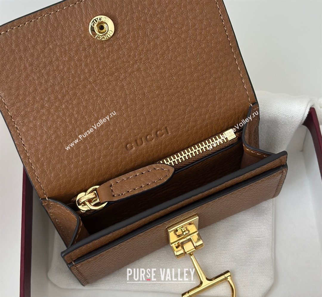 Gucci Softbit Leather card case with Half Horsebit Brown 2026 828148 (DLH-260128112)