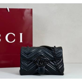Gucci GG Marmont Leather mini shoulder bag Black 2026 856368 (DLH-260128138)