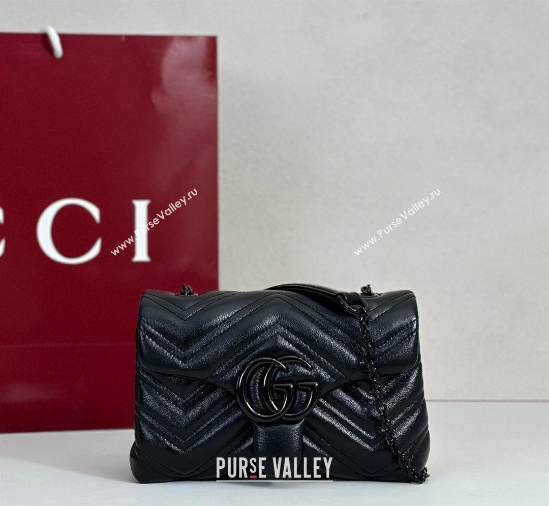 Gucci GG Marmont Leather mini shoulder bag Black 2026 856368 (DLH-260128138)