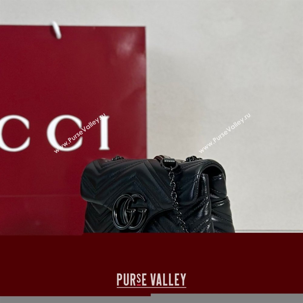 Gucci GG Marmont Leather mini shoulder bag Black 2026 856368 (DLH-260128138)