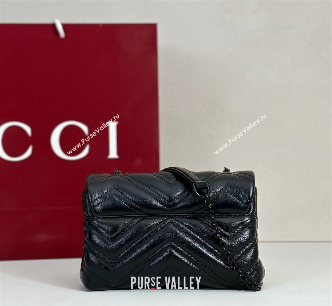 Gucci GG Marmont Leather mini shoulder bag Black 2026 856368 (DLH-260128138)