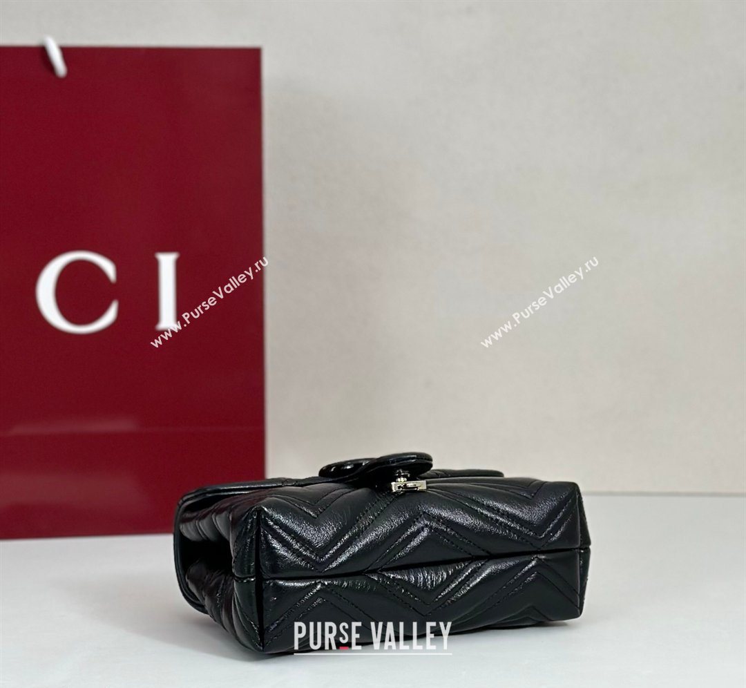 Gucci GG Marmont Leather mini shoulder bag Black 2026 856368 (DLH-260128138)