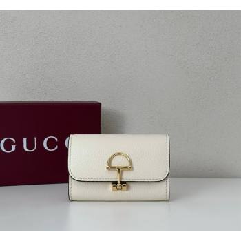 Gucci Softbit Leather card case with Half Horsebit White 2026 828148 (DLH-260128113)