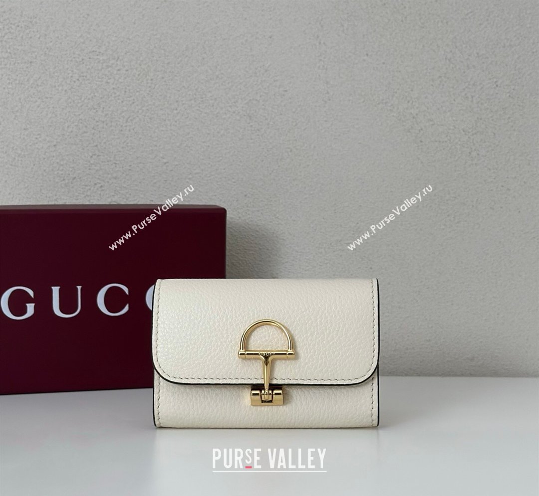 Gucci Softbit Leather card case with Half Horsebit White 2026 828148 (DLH-260128113)