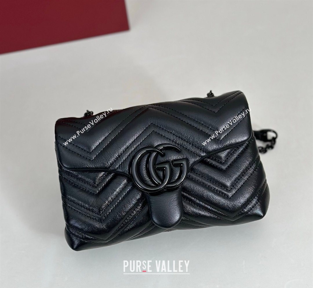 Gucci GG Marmont Leather mini shoulder bag Black 2026 856368 (DLH-260128138)