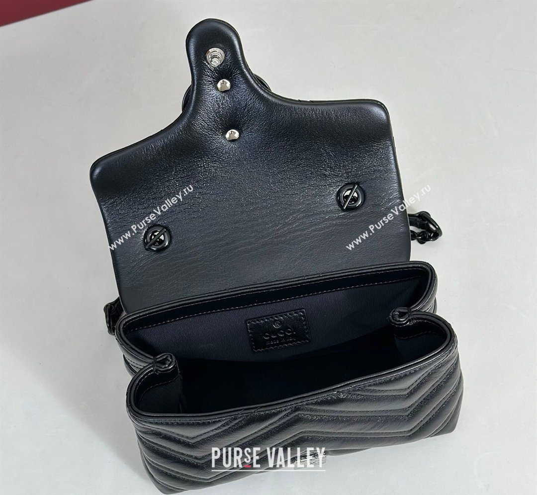 Gucci GG Marmont Leather mini shoulder bag Black 2026 856368 (DLH-260128138)