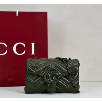 Gucci GG Marmont Leather mini shoulder bag Dark Green 2026 856368 (DLH-260128139)