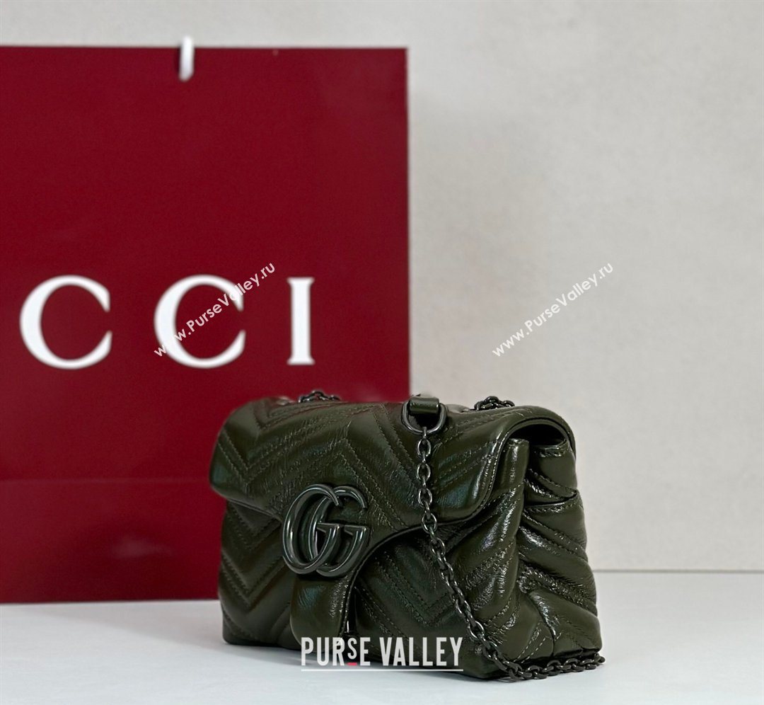 Gucci GG Marmont Leather mini shoulder bag Dark Green 2026 856368 (DLH-260128139)