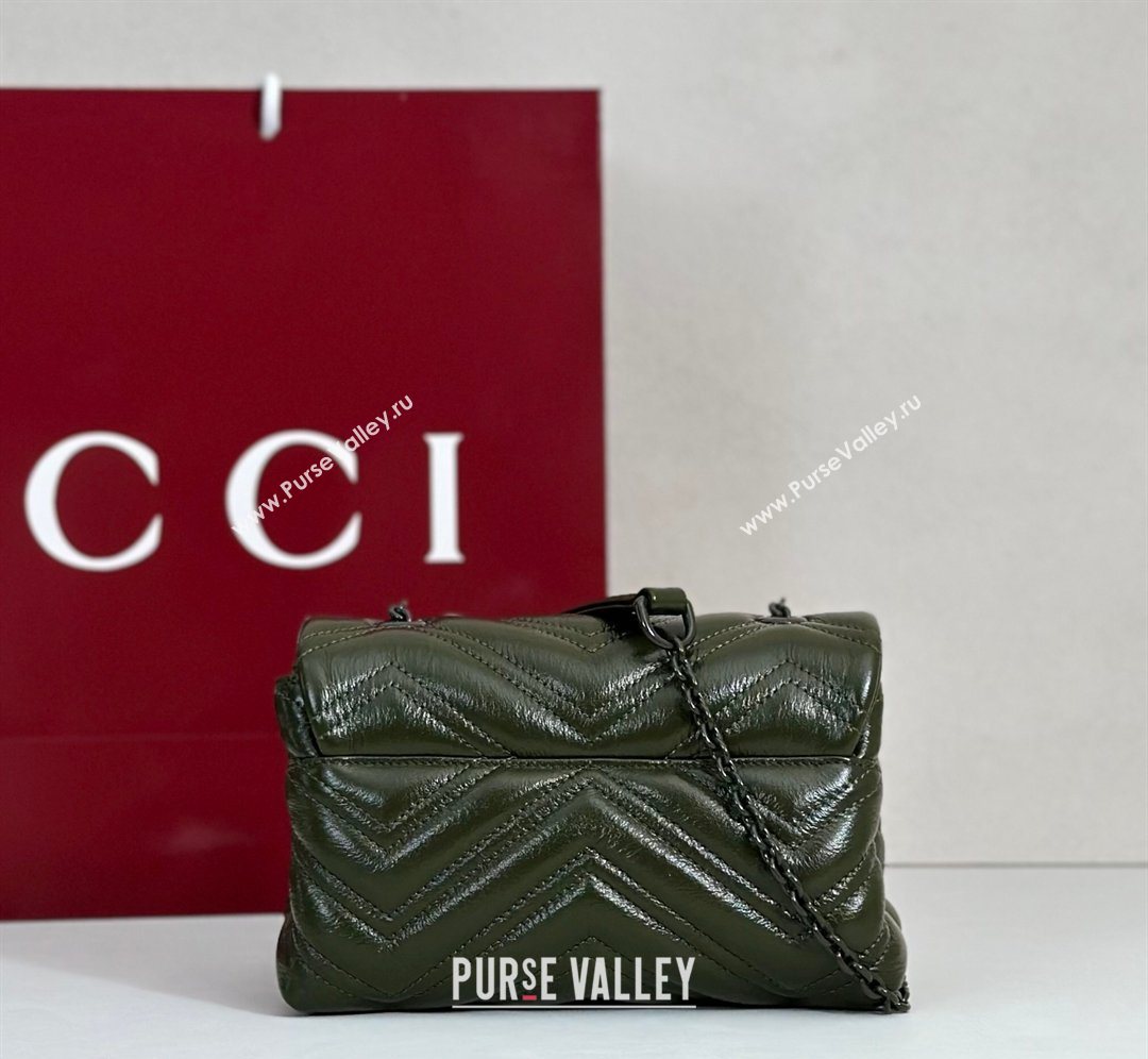 Gucci GG Marmont Leather mini shoulder bag Dark Green 2026 856368 (DLH-260128139)