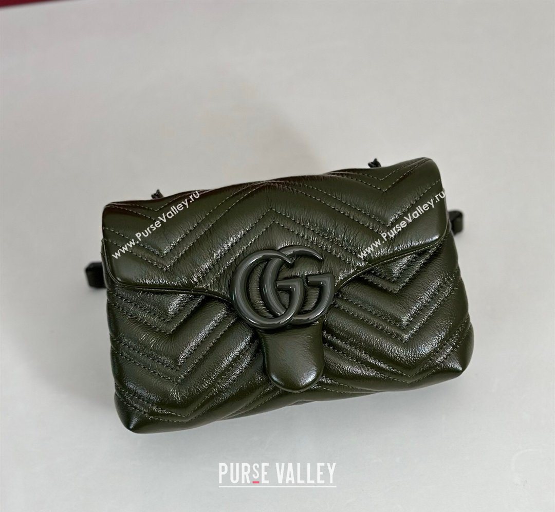 Gucci GG Marmont Leather mini shoulder bag Dark Green 2026 856368 (DLH-260128139)