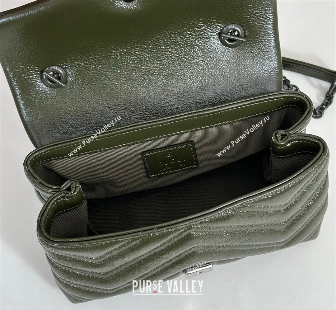 Gucci GG Marmont Leather mini shoulder bag Dark Green 2026 856368 (DLH-260128139)