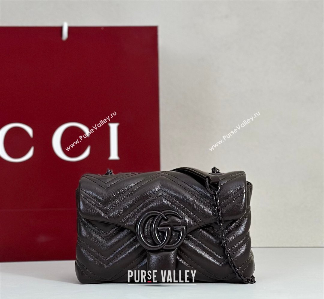 Gucci GG Marmont Leather mini shoulder bag Dark Brown 2026 856368 (DLH-260128140)