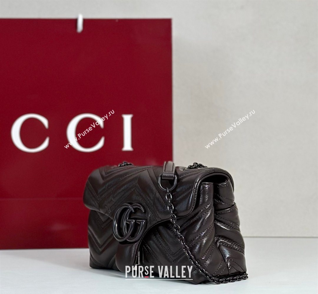 Gucci GG Marmont Leather mini shoulder bag Dark Brown 2026 856368 (DLH-260128140)