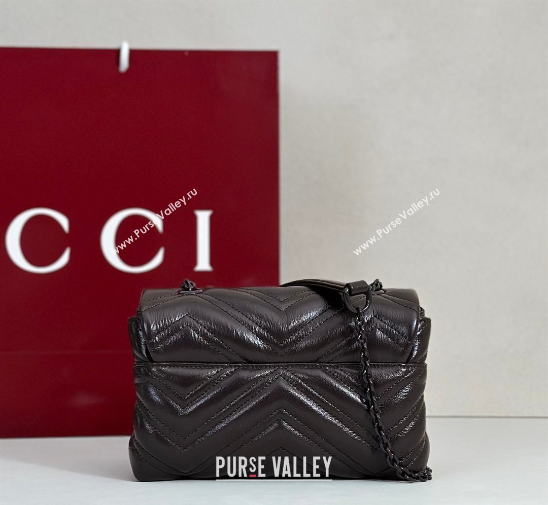 Gucci GG Marmont Leather mini shoulder bag Dark Brown 2026 856368 (DLH-260128140)