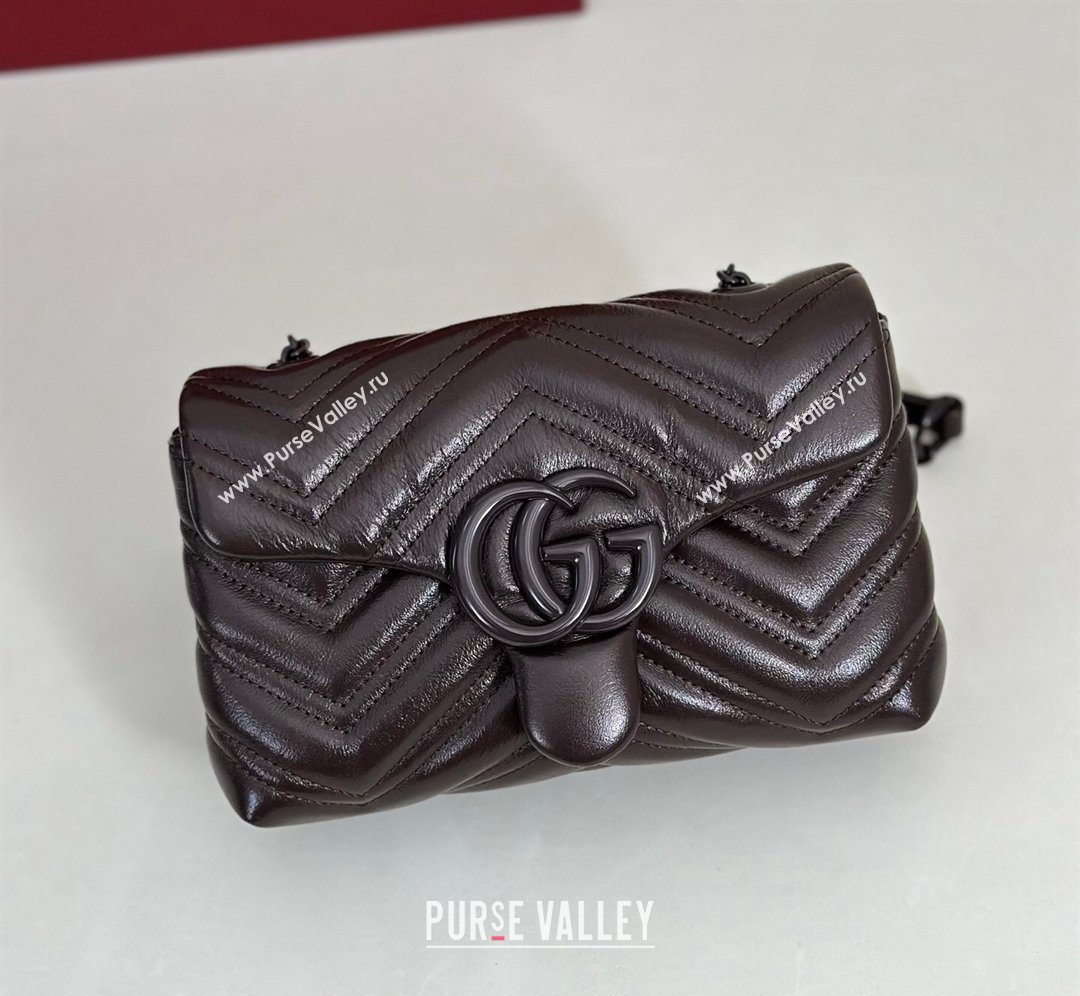 Gucci GG Marmont Leather mini shoulder bag Dark Brown 2026 856368 (DLH-260128140)