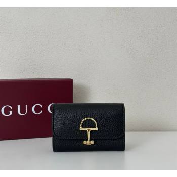 Gucci Softbit Leather card case with Half Horsebit Black 2026 828148 (DLH-260128114)