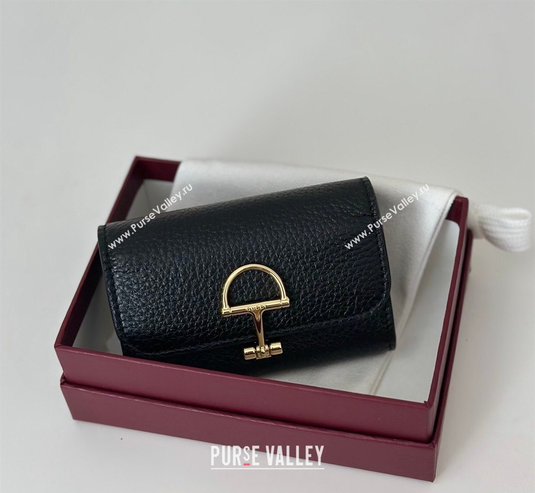 Gucci Softbit Leather card case with Half Horsebit Black 2026 828148 (DLH-260128114)