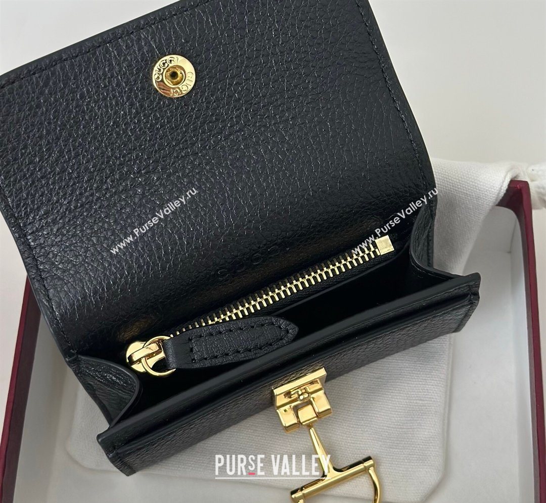 Gucci Softbit Leather card case with Half Horsebit Black 2026 828148 (DLH-260128114)