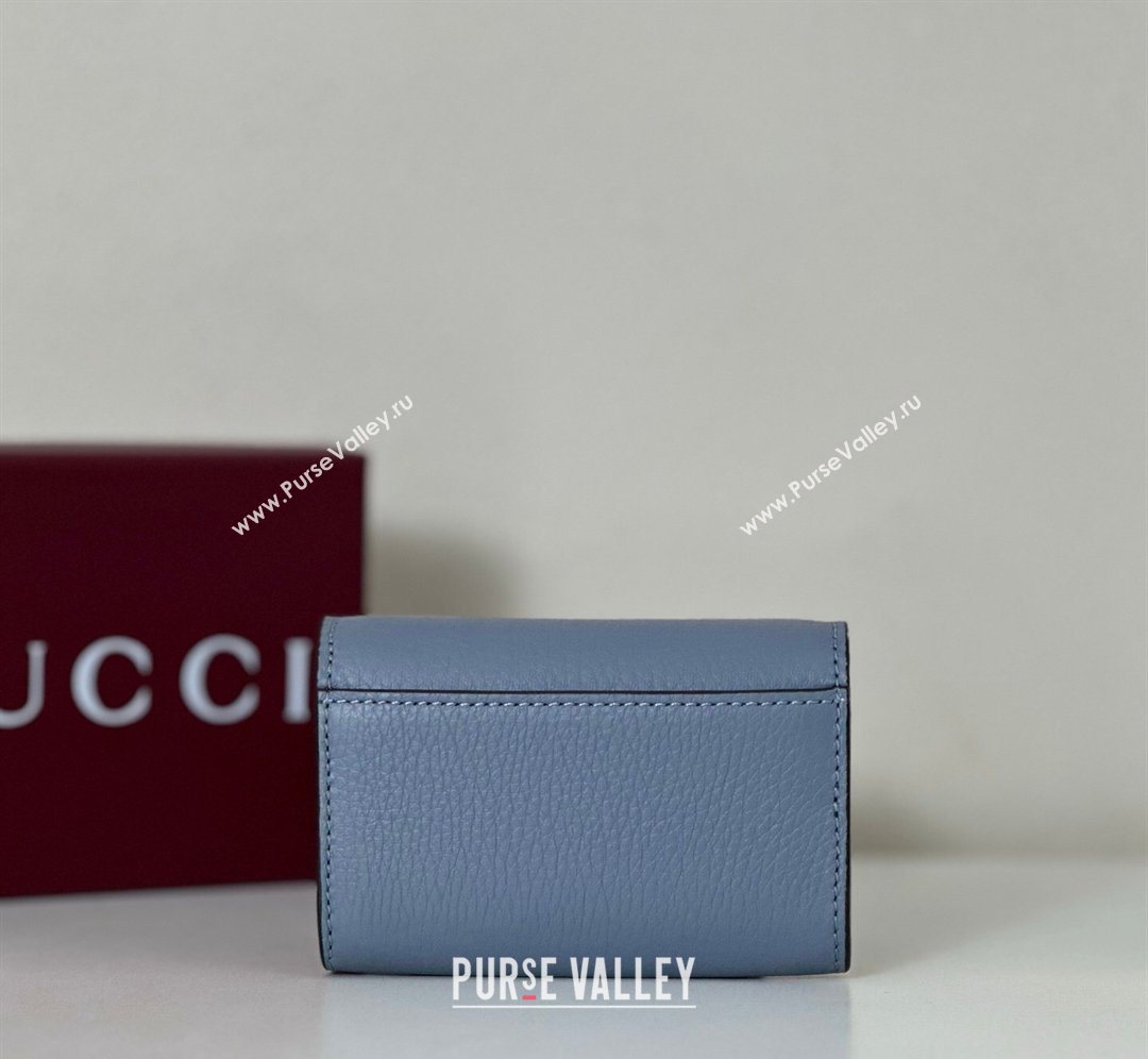 Gucci Softbit Leather card case with Half Horsebit Light Blue 2026 828148 (DLH-260128108)