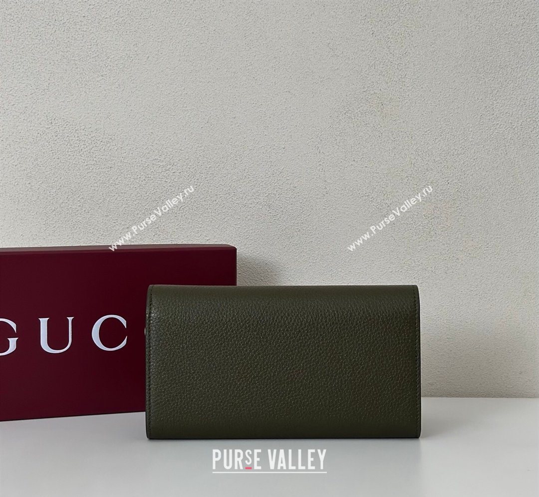 Gucci Softbit Leather Continental Wallet with Half Horsebit Dark Green 2026 828147 (DLH-260128115)