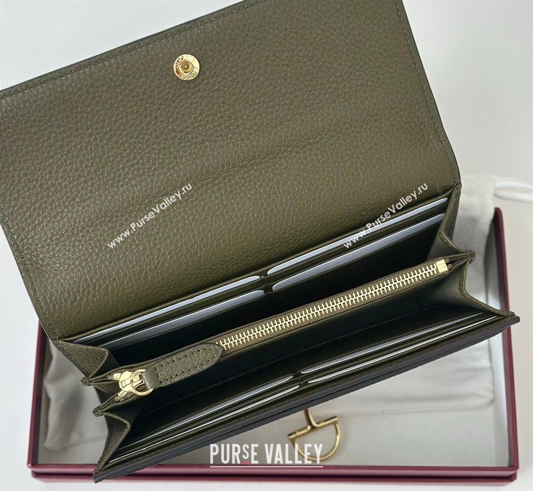 Gucci Softbit Leather Continental Wallet with Half Horsebit Dark Green 2026 828147 (DLH-260128115)