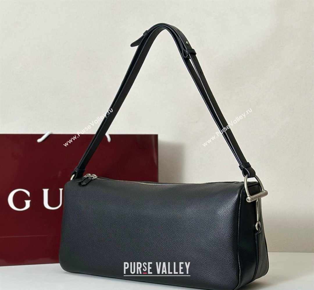 Gucci Mens Half Horsebit crossbody bag in Leather Black 2026 862810 (DLH-260128148)