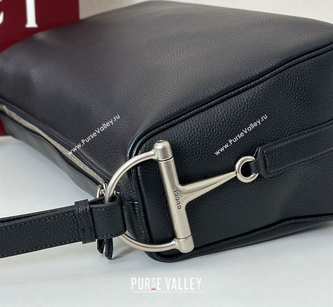 Gucci Mens Half Horsebit crossbody bag in Leather Black 2026 862810 (DLH-260128148)