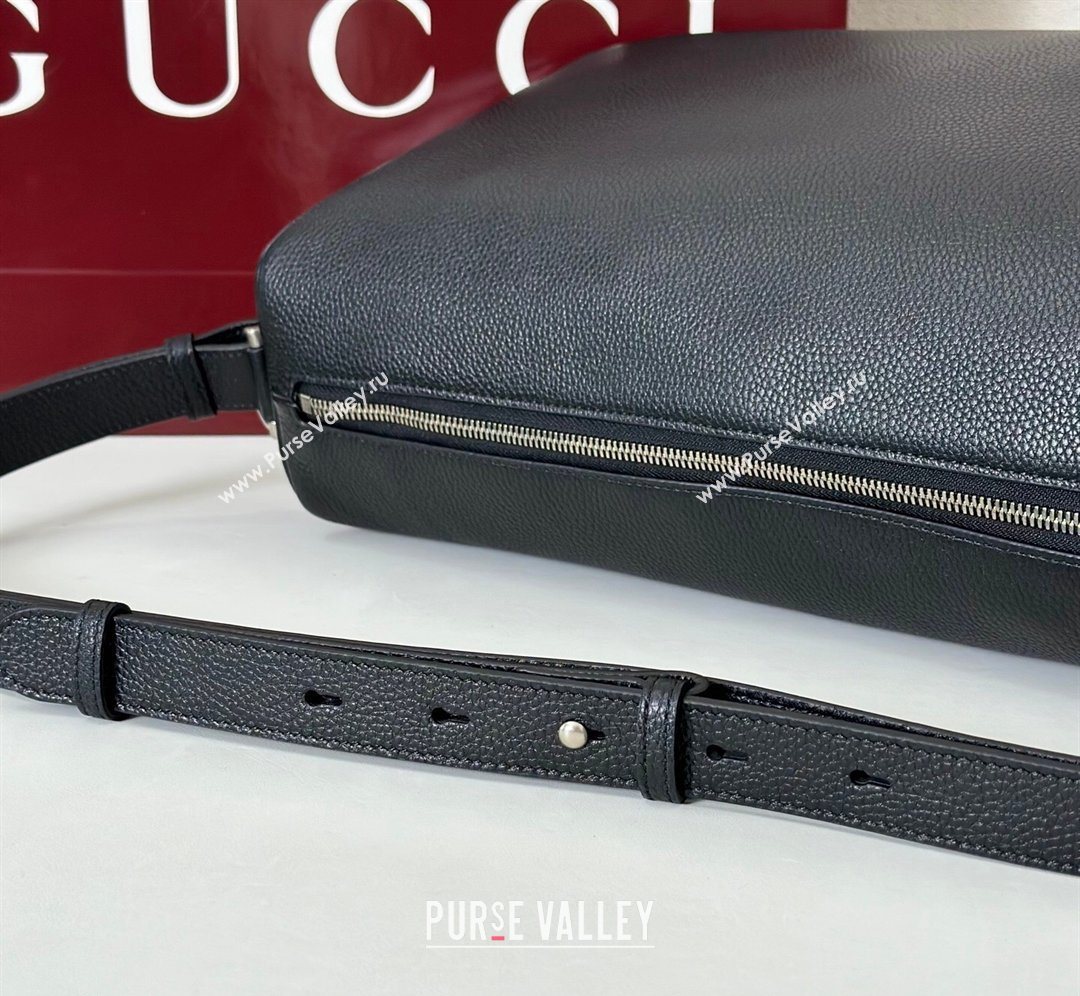 Gucci Mens Half Horsebit crossbody bag in Leather Black 2026 862810 (DLH-260128148)
