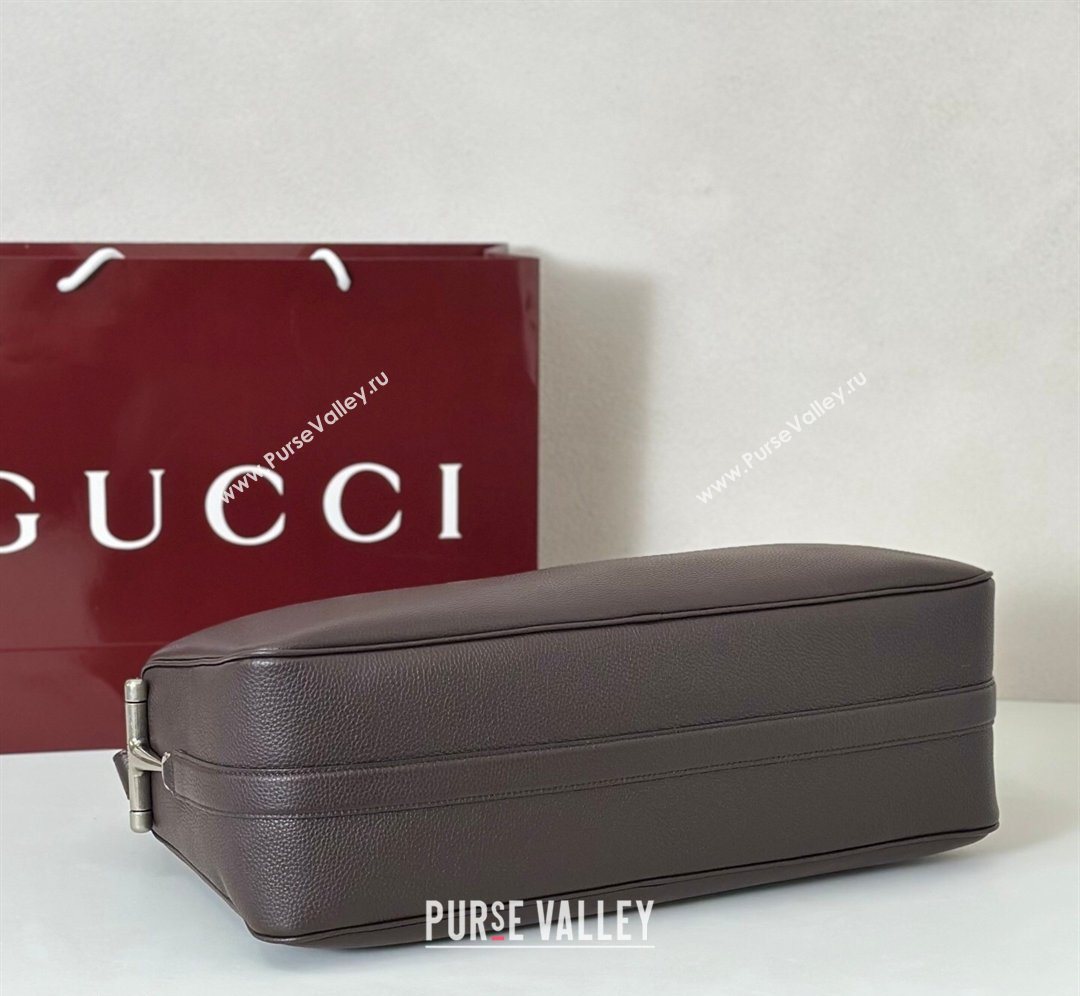 Gucci Mens Half Horsebit crossbody bag in Leather Brown 2026 862810 (DLH-260128149)