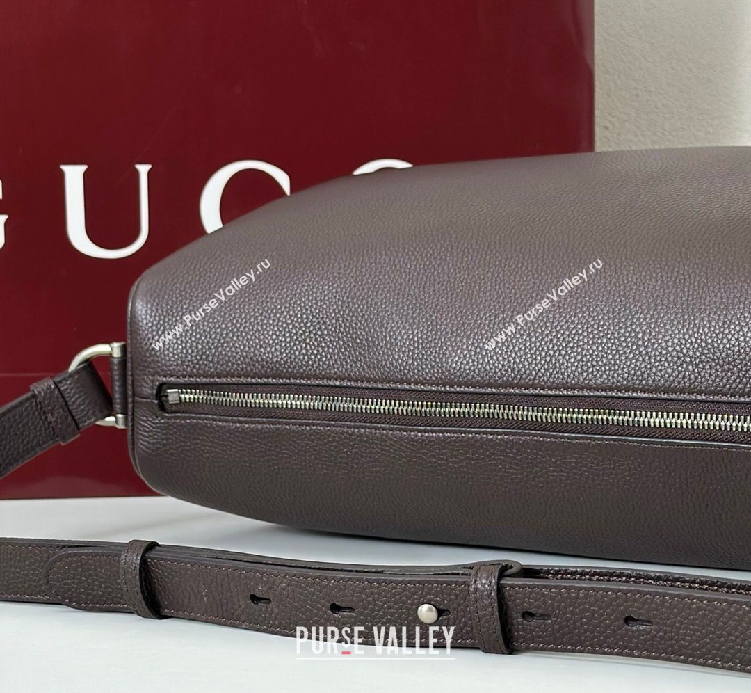 Gucci Mens Half Horsebit crossbody bag in Leather Brown 2026 862810 (DLH-260128149)